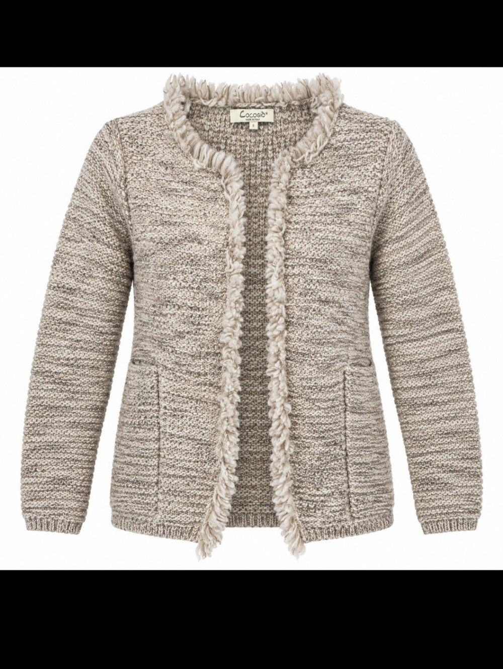 Cocogio Made in Italy Alpaca Wool Blend Fringe Cardigan Small